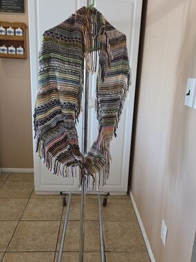 Multi-Color Fringe Knit Scarf/Wrap